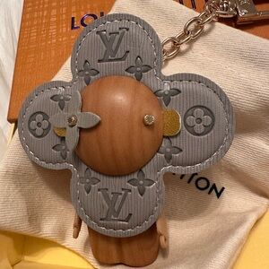 Louis Vuitton Gray and Gold Monogram Keychain